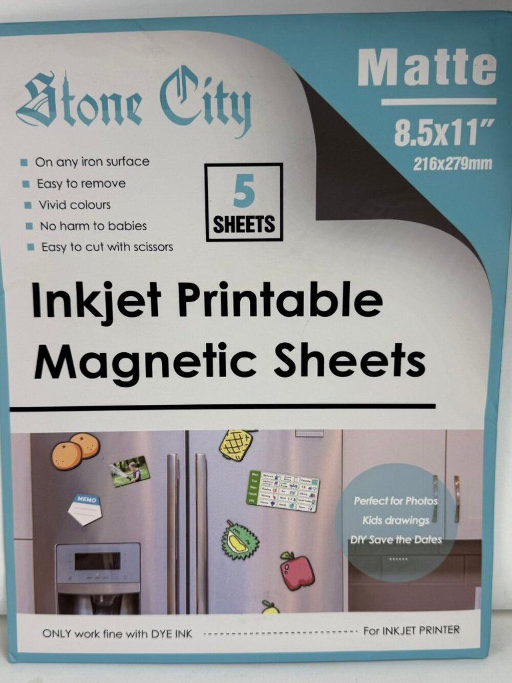 Stone City Inkjet Printable Magnetic Sheets 8.5x11 Matte Magnet Paper 5pk MSM-5
